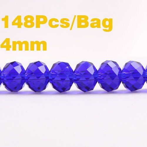 Perles De Verre En Cristal Bleu Cobalt 4mm, À Facettes, Plates Et Rondes, Pour Bricolage, Boucles D'oreilles, Bracelet Ras Du Cou, Fabrication De Bijoux, Nouveauté 2017