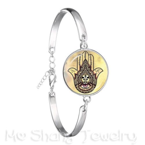 Bracelet Indien Classique De 18mm, Cabochon En Verre Plaqué Argent, Bijoux Religieux, Cadeau