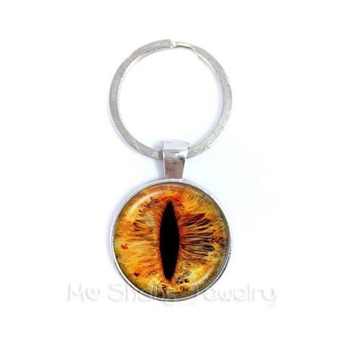 Porte Clés Charmant Avec Yeux Verts Mauvais ¿Il, Cabochon En Verre De 25mm, Magnifique Animal Dragon Chats, Sac À Main, Porte Clé De Voiture