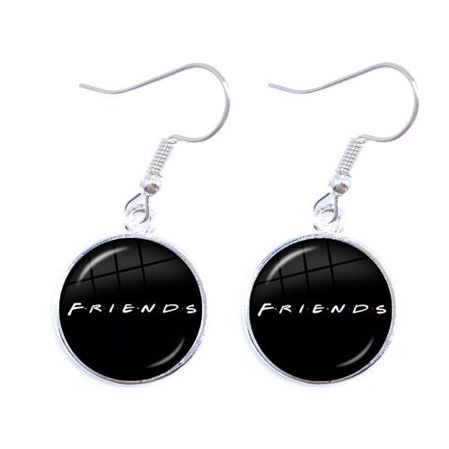 Boucles D'oreilles Avec Cabochon En Verre De 16mm, Bijoux De Charme Pour Spectacle De Télévision, Scène Classique, Logo Central Perk, Cadeau Pour De Bons Amis