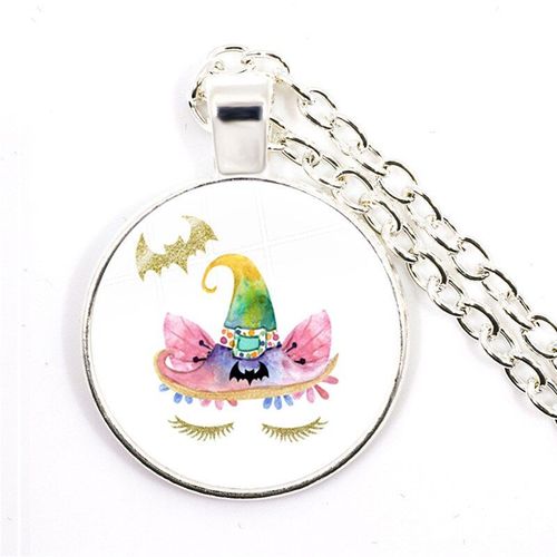 Collier En Forme De Licorne Pour Femmes, Bijou En Verre Plaqué Argent, Breloque Pour Halloween, Cadeau Pour Enfants, Nouvelle Collection 2019