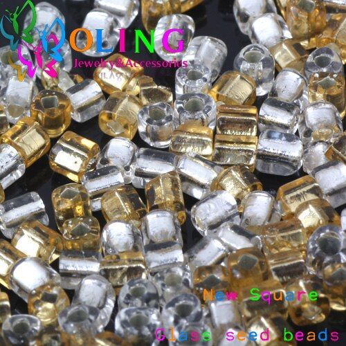 Perles De Rocaille En Verre Carrées, Couleur Or Et Argent, 3x4mm, 85 G/Lot, Fabrication De Bijoux, Bracelet, Collier