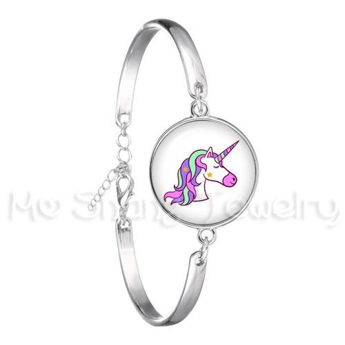 Bracelet En Forme De Licorne, Cheval Volant, Cabochon En Verre, Bijoux, Meilleur Cadeau Pour Enfants, Garçon Ou Fille, Bracelet Animal Couleur Argent
