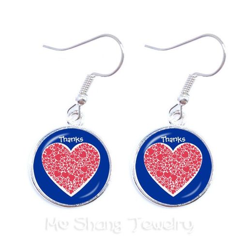 Boucles D'oreilles Classiques De Remerciement Pour Enseignant, Motif De C¿Ur Rouge, En Métal, Goutte De Verre, Cadeaux Créatifs Pour Femmes, Hommes Et Enfants