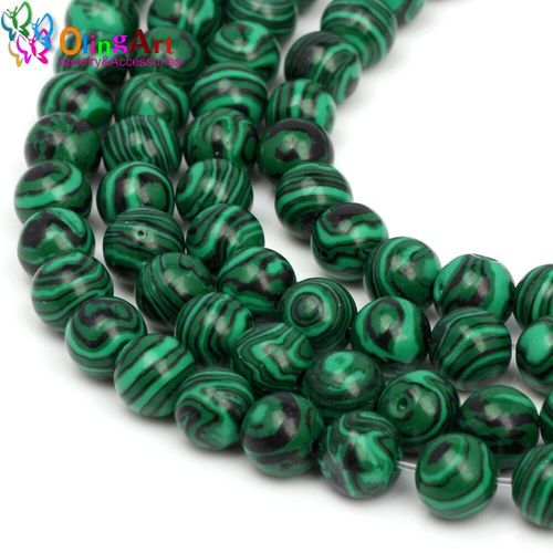 Boucles D'oreilles En Malachite Verte Naturelle, Perles Rondes Européennes Pour La Fabrication De Bijoux, 8mm, 40 Pièces