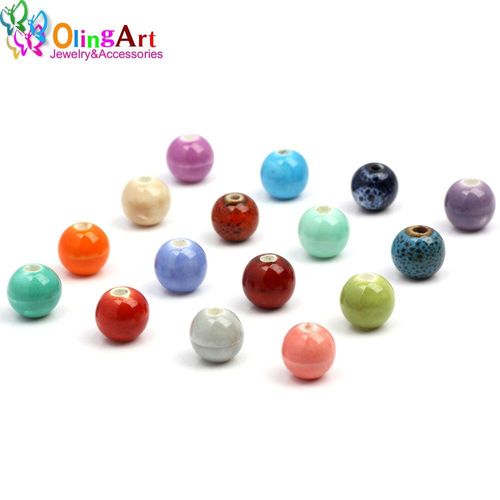 Lot De 12 Pièces De Perles D'espacement En Céramique Pour La Fabrication De Bijoux, Rond Mélangé De 10mm, Résultats De Bricolage Adaptés Au Bracelet Et Au Collier, Offre Spéciale