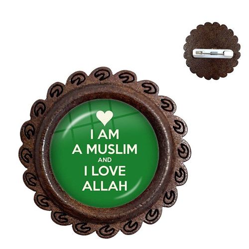 Je Suis Musulman Et J'adore, Broches En Bois, Cabochon En Verre, Bijoux Religieux Islamiques, Épingles De Collier Pour Cadeau Ami