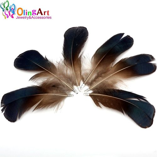 Collier Et Boucles D'oreilles En Plumes Naturelles Pour Femme, 12 Pièces De 8cm, Bleu Glamour, Glands, Fabrication De Pendentifs Porte Clés