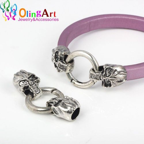 Bracelet En Cuir Tibétain Argenté, Fermoir, 55x24.5mm, 1 Pièce/Lot, Pour Fabrication De Bijoux, Style Rétro, Diy