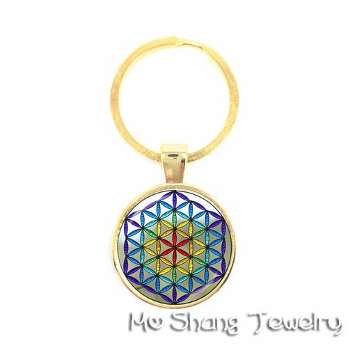 Bijoux Indiens Avec Fleur Porte Bonheur, Mandalas Religieux, Porte Clés Vintage, Breloques Zen, Collier Cabochon En Verre, Bijou De Yoga Om, Cadeau