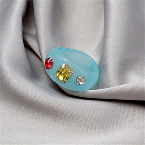 Bagues Colorées En Résine Acrylique Pour Femmes, Bijoux Rectangulaires Avec Strass, Cadeaux De Fête Pour Filles