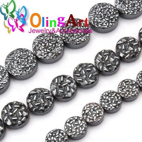 Perles Rondes Et Plates Gypsophila De 8mm/10mm/12mm, Pierre Hématite Naturelle De Qualité Aaa, Pour La Fabrication De Colliers/Boucles D'oreilles