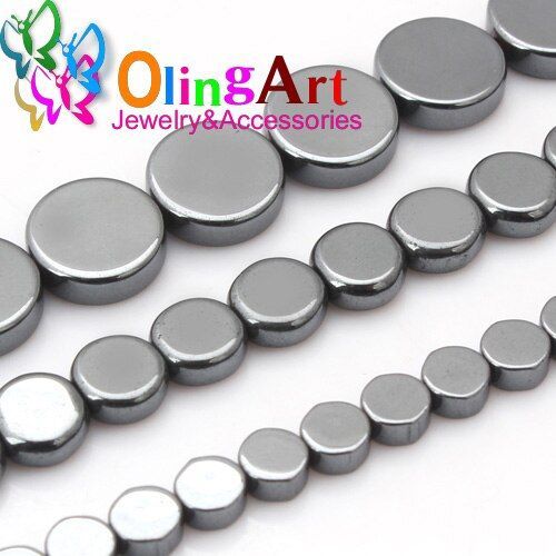 Perles Rondes Plates En Hématite Naturelle De Qualité Aaa, 4mm/6mm/8mm, Collier À Faire Soi Même/Bracelet/Boucles D'oreilles, Fabrication De Bijoux