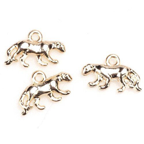 Léopard 17mm 12 Pièces/Lot Breloques Pendentif Rhodium/Kc Or Bricolage Fait À La Main/Bracelet/Collier Porte Clés Sac Fabrication De Bijoux Olingart