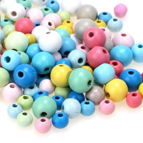 Perles Rondes En Bois 6mm/8mm/10mm/12mm, Couleur Bonbon Macaron, Pour La Fabrication De Bijoux Pour Enfants, Accessoires De Collier