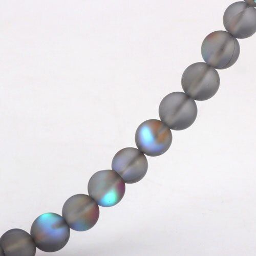 Perles Arc En Ciel Gris Mat, 6mm/8mm/10mm/12mm, Pierre De Lune, Perles D'espacement Amples, Bricolage, Fabrication De Bijoux Collier/Bracelet/Boucles D'oreilles