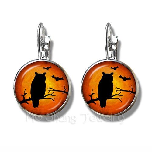 Boucles D'oreilles Licorne Violette En Verre Plaqué Argent, 16mm, Cabochon, Bijoux, Cadeau Pour Femmes Et Filles