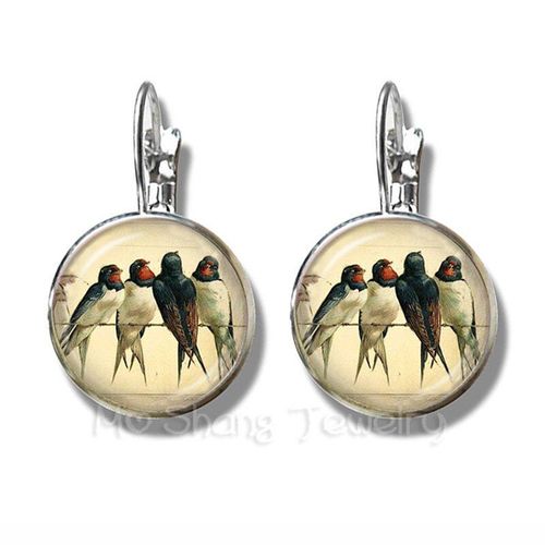 Boucles D'oreilles Colibri Vert, Image Artistique D'oiseaux, 16mm, Cabochon En Verre, Dôme, Bioshock, Bijoux D'oiseaux Infinis, Nouvelle Collection