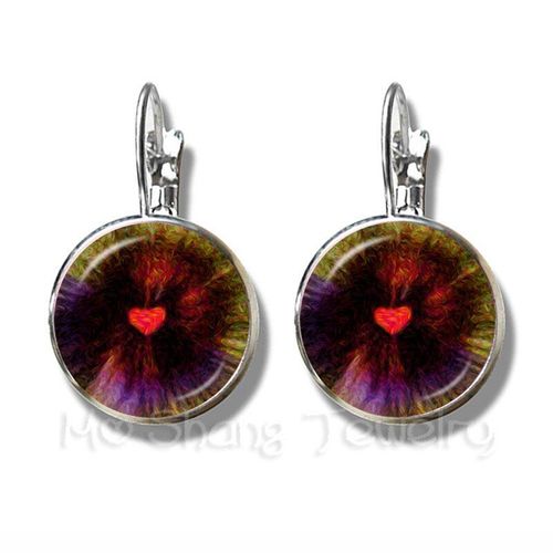 Boucles D'oreilles Dôme En Verre Plaqué Argent Pour Femmes Et Filles, Bijoux Classique, Cadeau Pour Enseignants, 16mm