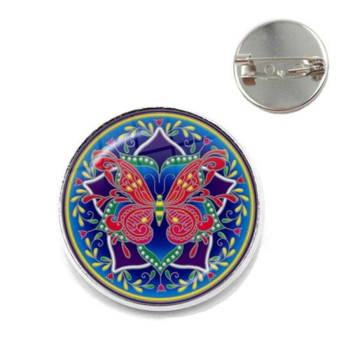 Amulette De Yoga En Henné Pour Femmes Et Hommes, Breloque, Broche En Verre, Cabochon, Bijoux Mandala, Fleur, Bohème, Cadeau