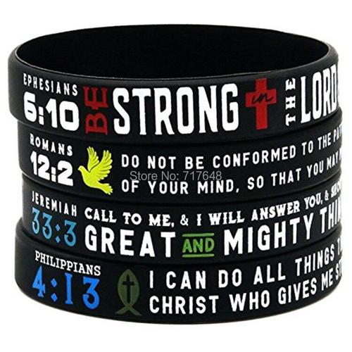 Bracelet En Silicone «Power Of Faith», 1 Pièce, Style Chrétien, Hippie, Romance, Jeriah, Philippiens, Livraison Gratuite