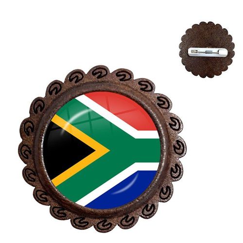 Broches En Bois Et Verre, Drapeau National, En Verre, En Afrique Du Sud, Au Bangladesh, Au Paraguay, En Vert, En Nouvelle Guinée, En Algérie, En Belgique Et Au Portugal, Cadeau