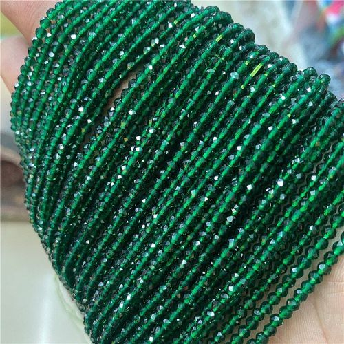 Petites Perles Rondes À Facettes En Cristal Vert, 2/3mm, Pierres Précieuses Naturelles Tindy Pour La Fabrication De Bijoux, Bracelet Et Collier, Livraison Gratuite