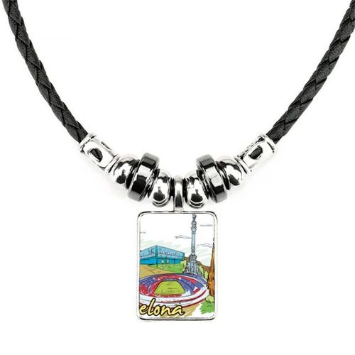 Collier En Cuir À Motif Aquarelle, Bijou Pendentif Avec Cordon