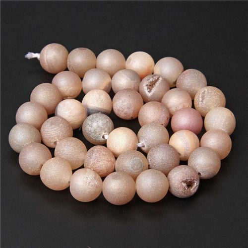 Perles Rondes En Pierre Naturelle, Agates Druzy Revêtues De Métal Rose, Pour La Fabrication De Bijoux Bracelet 15 ""6 8 10mm