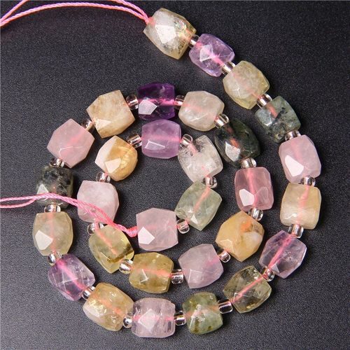 Perles De Pierres Précieuses Naturelles Minérales, Améthystes En Forme De Cylindre, Perles De Quartz Amples Pour La Fabrication De Bijoux, Collier Et Bracelet