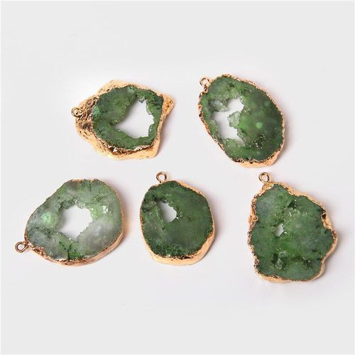 Pendentifs En Quartz Vert Naturel, Forme Irrégulière, Agate Druzy, Énergie De Guérison, Pierres Précieuses, Breloque Brute Pour La Fabrication De Bijoux, Collier, Bricolage, 1 Pièces
