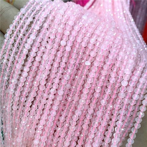 Perles De Quartz Rose Naturel À Facettes, Petites Perles Réelles Pour La Fabrication De Bijoux, Collier, Cadeau, 2mm, 3mm, 4mm