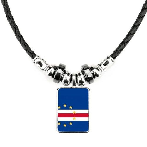 Collier Avec Drapeau National Du Cap Vert, Pays D'afrique, Bijoux, Cordon En Cuir, Pendentif