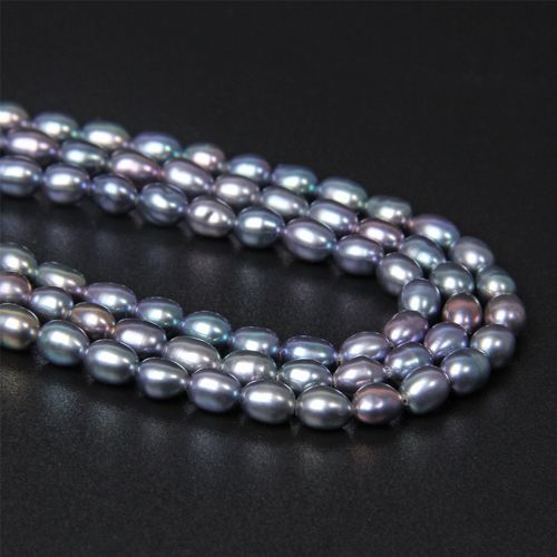 Perles Baroques De Culture D'eau Douce 100% Naturelles, En Forme De Riz Noir, Pour Hommes, Collier Perlé, Bricolage, 14 Pouces