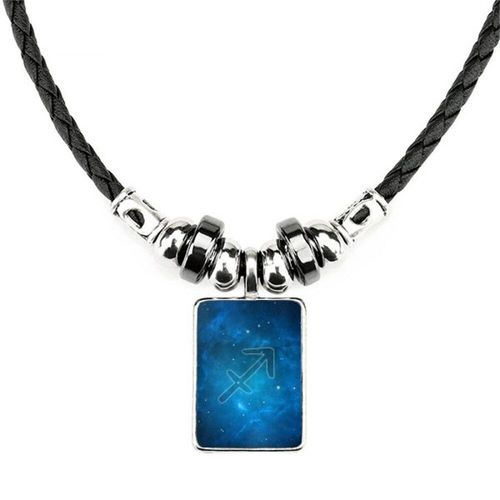 Collier De Nuit Étoilée, Sagittaire, Constellation Du Zodiaque, Bijoux, Couple, Pendentif À Corde En Cuir