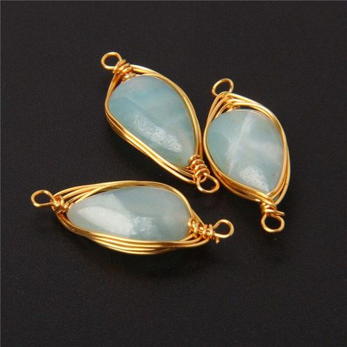 Pendentif Goutte D'eau À Double Trou En Améthyste, Breloques En Pierres De Quartz Rose, Connecteurs Pour La Fabrication De Bijoux Diy, Collier Et Bracelet 20x8mm