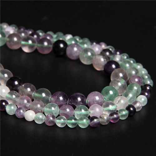 Perles En Fluorite Naturelle, Rondes, Lisses, Violettes, Pour La Fabrication De Bijoux, Accessoires De Bracelet, Fil De 4 6 8 10 12mm, 15 Pouces