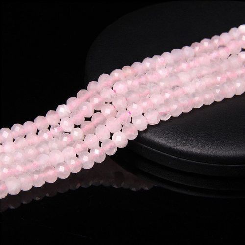 Rondelle En Pierre De Quartz Rose Naturelle À Facettes, Pour La Fabrication De Bijoux, Matériel De Collier, Brin D'environ 4x6mm 15