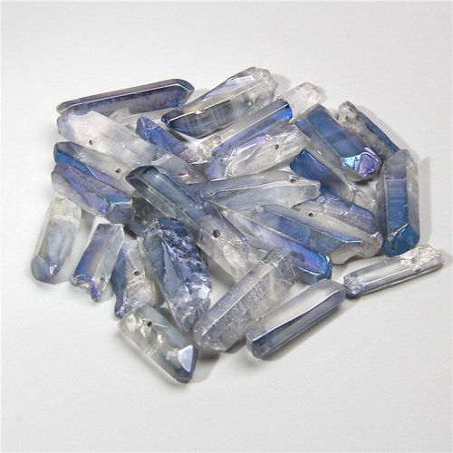 40mm 10 Pièces Brut Titane Quartz Cristal Point Bâtons Perles Bijoux Fournitures, Haut Percé Brut Cristal Brut Points Perles Collier