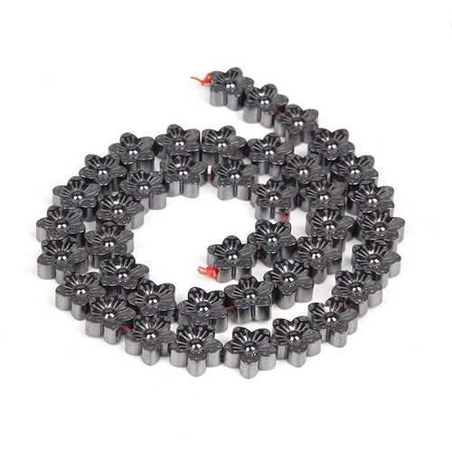 Perles En Pierre Naturelle En Forme De Fleur Hématite Noire, Perle D'espacement Ample Pour La Fabrication De Bijoux De Bricolage, Bracelet Gothique, Boucles D'oreilles 15