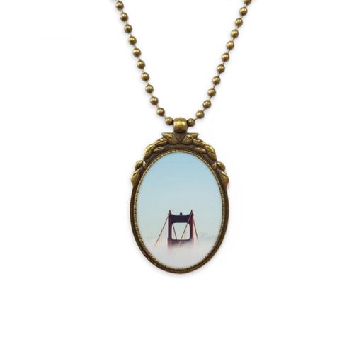 Collier Antique Avec Pendentif En Forme De Brouillard, Porte Clé, Doré, Pont, Baie, Nuage, Vintage, Perle