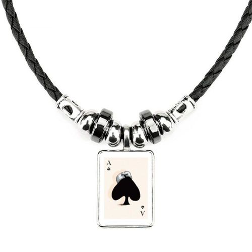 Collier À Motif De Cartes À Jouer, Bijoux, Pendentif, Cordon En Cuir