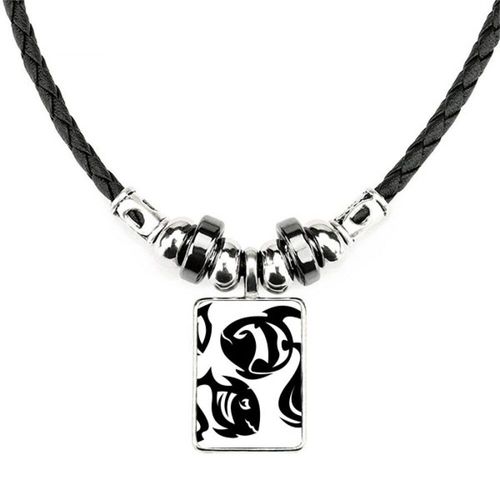 Collier Signe Du Zodiaque Constellation Poissons, Bijoux, Pendentif À Corde En Cuir