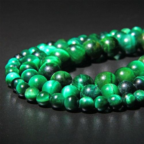 Perles Rondes En Agate ¿Il De Tigre, Pierre Naturelle Verte, Taille Au Choix 6, 8, 10, 12mm, Pour La Fabrication De Bijoux, Bracelet, Collier, Bricolage, 15 Pouces