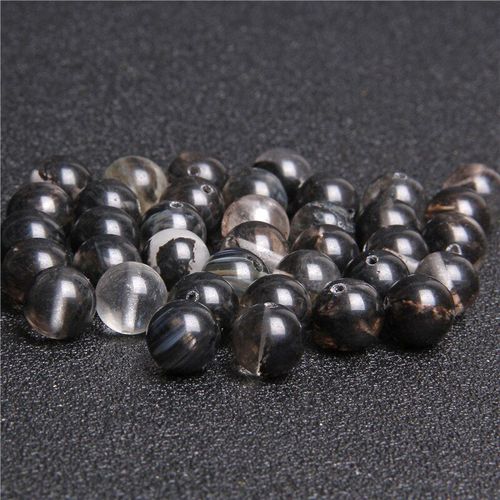 Perles Rondes En Pierre De Tourmaline, Couleur Pastèque Noire, Lisses Et Polies, Bricolage, Perles D'espacement Amples Pour La Fabrication De Bijoux, Collier, Bracelet, Brin