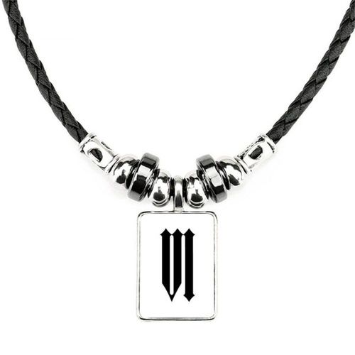 Collier Avec Chiffres Romains Six En Noir, Pendentif En Cuir Avec Corde Et Couple