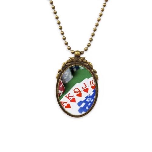 Collier Avec Pendentif En Forme De Coeur Affleurant, Accessoire De Poker, Avec Photo Antique, Vintage, Perle, Porte Clés