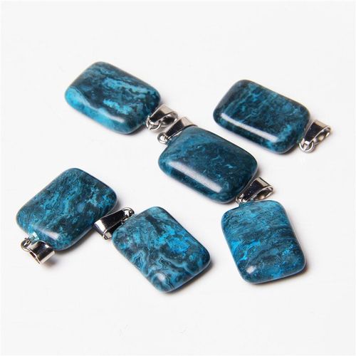 Pendentif En Pierre De Jaspe Bleu, Forme Carrée, Breloques Pour Colliers, Fabrication De Bijoux, 20x15mm, Vente En Gros