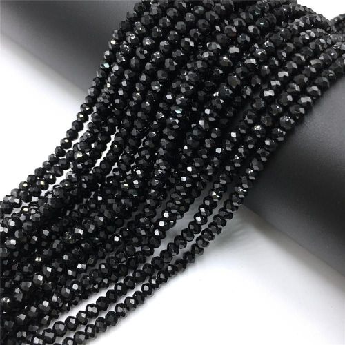Perles Rondes À Facettes De 2 Et 3mm, Petite Perle En Spinelle Noire Naturelle Pour La Fabrication De Bijoux, Collier, Bracelet, Boucle D'oreille, Bricolage
