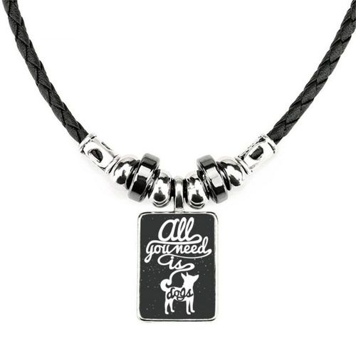 Collier En Cuir Avec Pendentif En Corde, Besoin D'un Chien, Noir Et Blanc